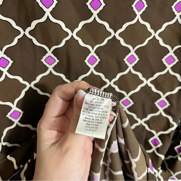 Jude Connally Brown Pink Print Dress XS Extra Small P1 - Picture 4 of 7